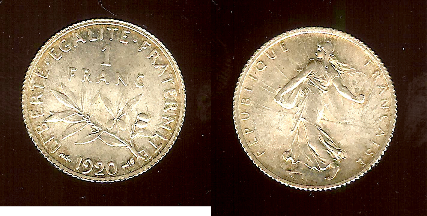 1 franc Semeuse 1920 Paris SPL+